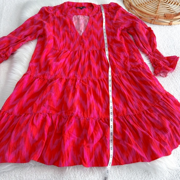 Pomander Place Hot Pink Ikat Kenzo Dress Red Chevron Ruffle - Picture 13 of 14